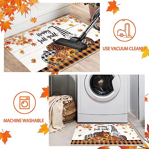 Cekene Fall Pumpkin Doormat Indoor Entrance 2x3 Rug Non Slip Small Area Rug Washable Gnome Entryway Rug Soft Floor Mats for Doorway Bathroom Bedr