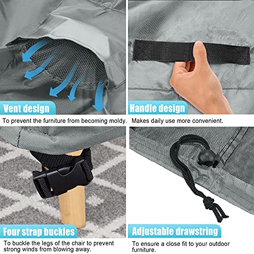 GARPROVM Garden Chair Covers Waterproof,600D Oxford Fabric Garden Furniture Covers, Stackable Outdoor Chairs Covers, Anti-UV, Patio Chair Covers