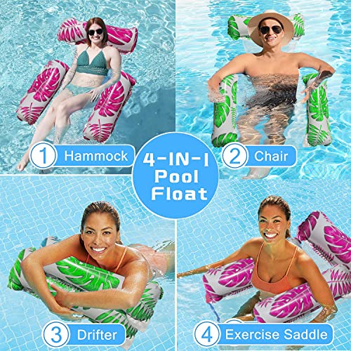 GAWEI Water Hammock, 2 Pack Inflatable Pool Floats Hammock 4-in-1 Swimming Pool Hammock,Swimming Pool, Water Lounge Party Toys for Adults (rose g