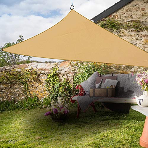 Greenbay Anti-UV Sun Shade Sail Garden Patio Party Sunscreen Canopy 98% UV Block Triangle Sand 5x5x5m