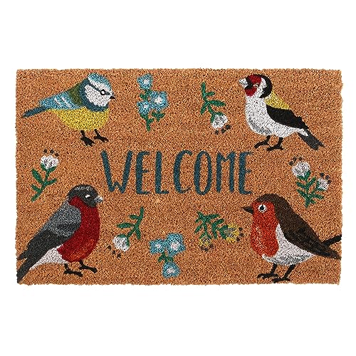Something Different Wholesale Charming British Garden Birds Doormat | Coir Welcome Mat | Blue Tit, Robin, Goldfinch & Bullfinch | Outdoor Entranc