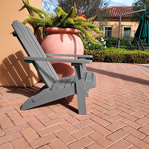POLYTEAK Folding Adirondack Chair, Premium Poly Lumber, All Weather Resistant, Outdoor Patio Furniture, Plastic Adirondack Chairs for Patio Garde