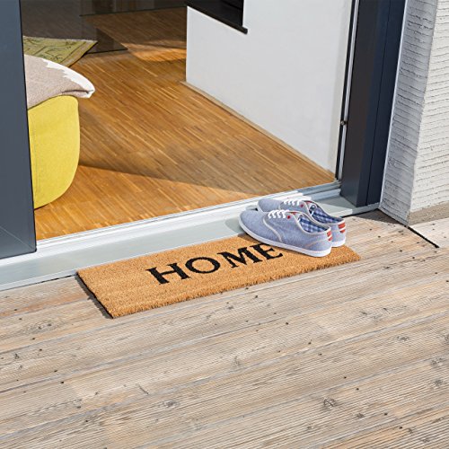 Relaxdays Narrow Coir Doormat HOME Print Anti-Slip Rubber PVC Underside Long Welcome Mat for the Balcony, Patio, Hallway, etc 1.5 x 75 x 50 cm, N