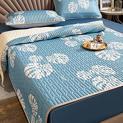 JJZXD Three-piece Latex Summer Mat with Foldable Air-conditioning Soft Mat Ice Silk Mat (Color : White-style, Size : 1.5m bed)