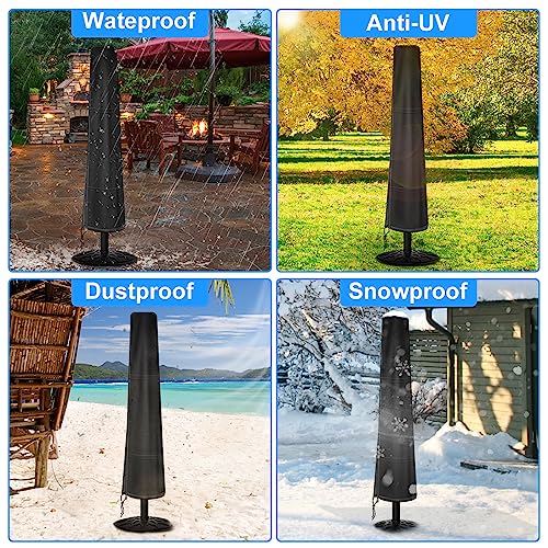 Parasol Cover, 210D Garden Umbrella Covers with Waterproof Zipper and Adjustable Drawstring, Parasol Protector for 7ft to 10ft Outdoor Umbrella,