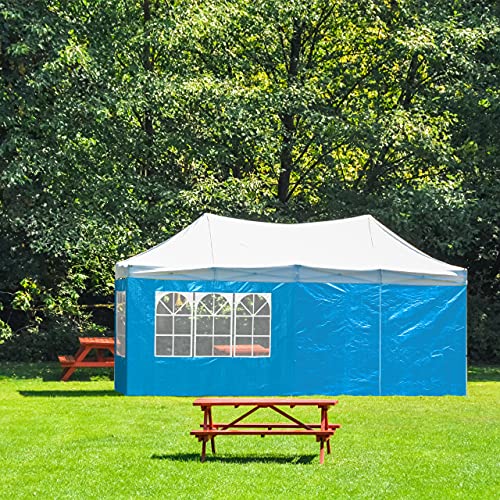 Relaxdays Gazebo, set of 4, 3 side walls with window, 1 side panel with zip, H x W 2 x 3 m, light blue