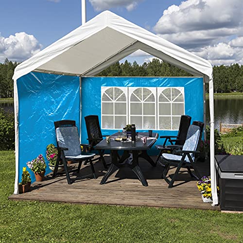 Relaxdays Side Walls Set of 2 2 x 3 m Gazebo Wall with Window, Waterproof, Side Panels for Gazebos, Light Blue
