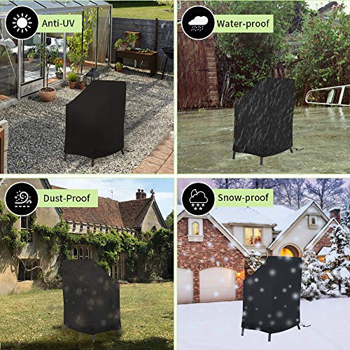 KANOSON Garden Stacking Chair Cover, Waterproof Patio Chair Covers Windproof, Anti-UV Heavy Duty, 210D Oxford Fabric Protective Cover for Outdoor
