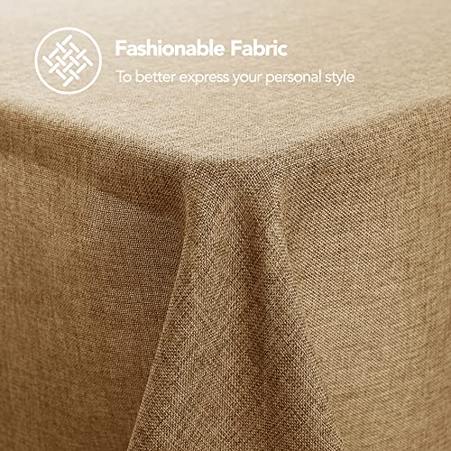 Deconovo Water Resistant Rectangle Faux Linen Table cloth for Dinning 51x51 Inch Golden Brown¡
