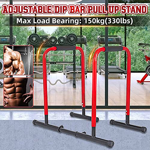 Power Tower Dip Station, Multi-Functional Pull Up Bar with Adjustable Length, Heavy Duty Strength Training Fitness Equipment Max Load 440lbs