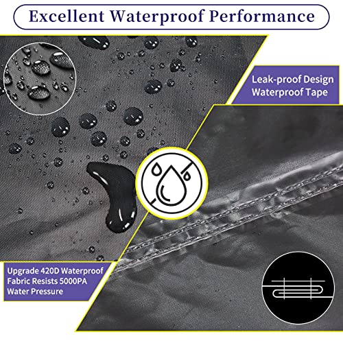 Funshot Garden Furniture Cover Waterproof, 300x250x90cm Outdoor Garden Table Cover for Table and Chair Windproof, Anti-UV Heavy Duty 420D Oxford