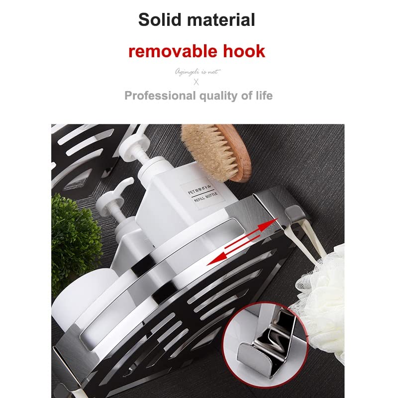 EYHLKM Layers Corner Shower Shelf Bathroom Shampoo Shower Shelf Holder Stainless Steel Punch Free Kitchen Tripod Corner Stand (Color : Argento)