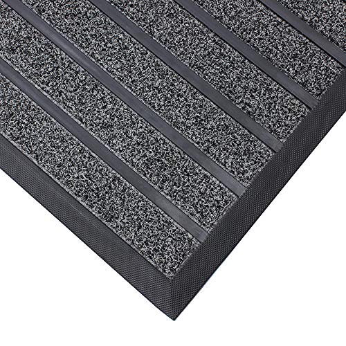 JVL Dirt Stopper Pro Rectangular Scraper Entrance Door Mat, Grey, 45 x 75 cm