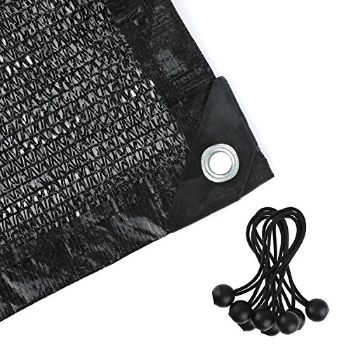 Shade Netting 70%-75% Sunblock Shade Cloth - Black Bulk UV Resistant Fabric Mesh Tarp for Greenhouse Plant Shade Net Taped Edge with Grommets Inc