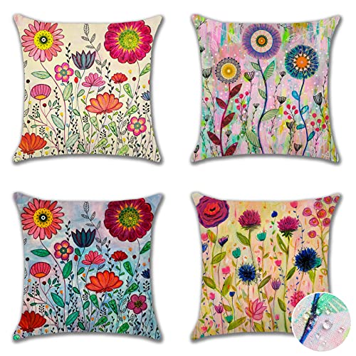 Ohok Outdoor Waterproof Cushion Covers 45x45 cm Pack of 4 Decorative Throw Cushion Covers Cushion Case for Sofa Couch Bed Living Room Indoor Outd