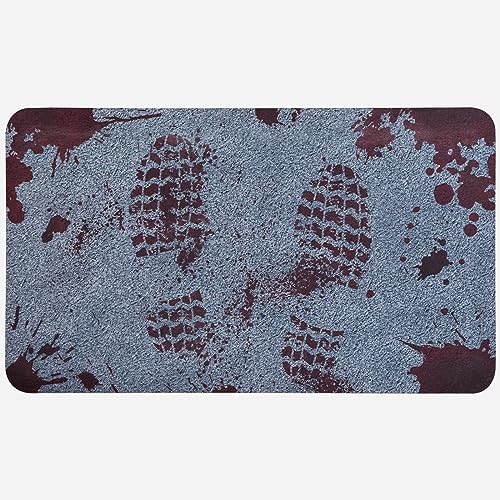 Halloween Door Mat 17"X30", Halloween Bloody Footprint Door Mat for Front Door, Scary Doormat Outdoor, Halloween Floor Matt for Home Entrance, Ho