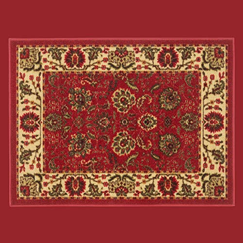 Ottomanson Laundry Collection Checkered Border Rubberback Mat, 67 cm x 90 cm, Black