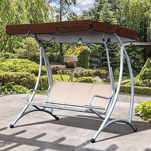 Zerodis Swing Canopy Cover Replacement for Outdoor, Patio Garden Canopy Porch Top Cover (Swing Is Not Included), 75x52x6in(Coffee)
