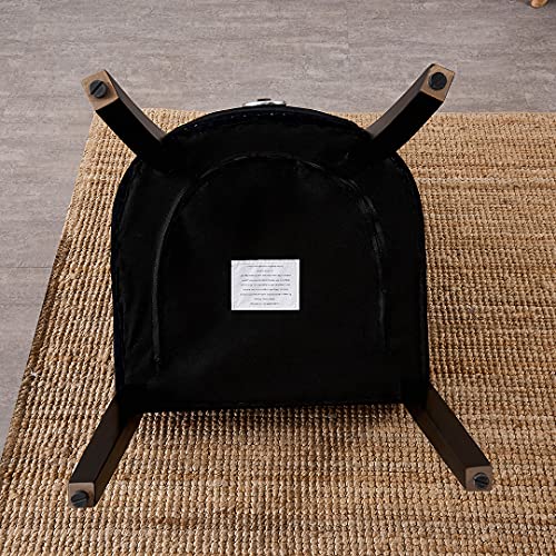 P&N Homewares - Windsor Chair - Black | Tufted Velvet Fabric | Door Knocker | Studded | Dining Chair | Upholstered Accent Side Chair | FREE NEXT