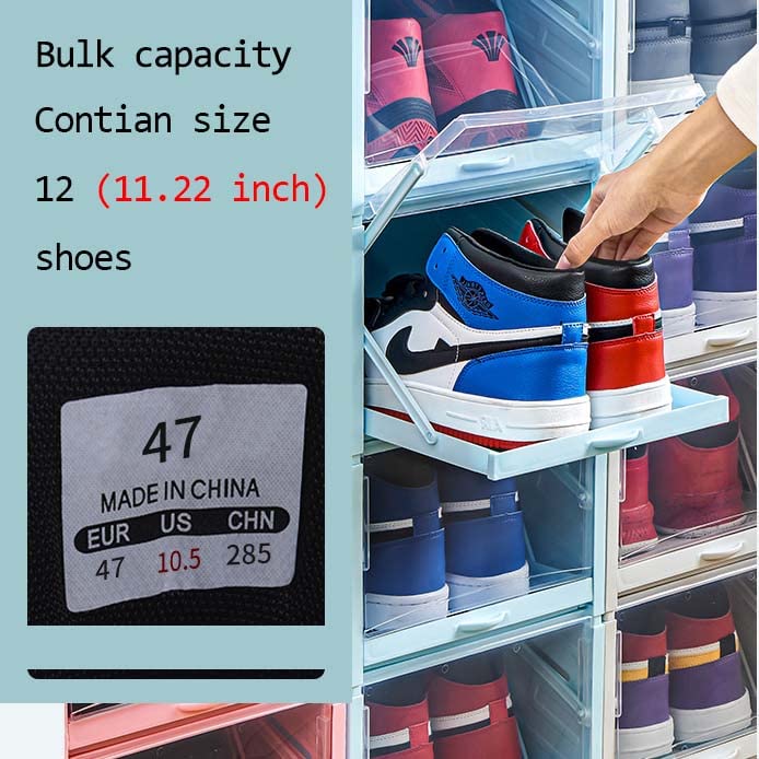 MOSGAT Shoe Boxes Clear Plastic Stackable Large 3 Pack,Clear Shoe Boxes Stackable,Plastic Shoe Boxes with Push-Pull Style,Shoe Rack Shoe Organize