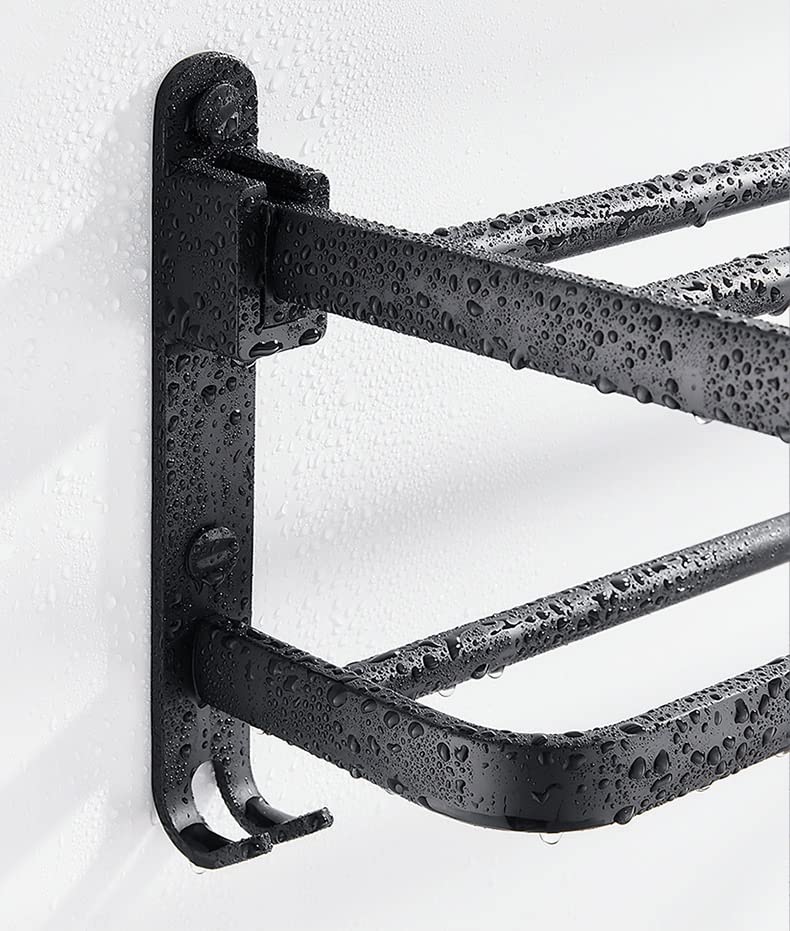 HIGOH Towel Racks,Bathroom Towel Rack Wall Mounted Towel Holder,Towel Rack,Wall Mounted Folding Towel Holder Storage Shelf with Hook,Bathroom Acc