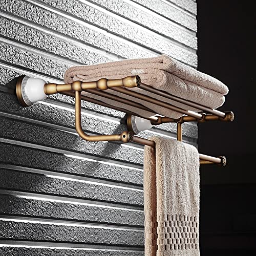 HIGOH Towel Racks,Bathroom Towel Rack Wall Mounted Towel Holder,All Copper European Towel Rack,Bathroom Antique Ceramic Base Towel Rail,New Retro