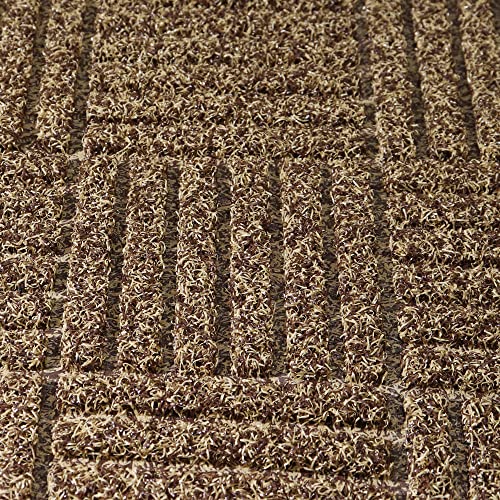 JVL Dirt Defender Scraper Door Mat 40 x 60 cm, Squares, Beige