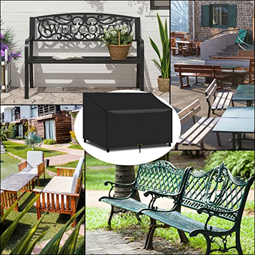 PATIO PLUS 3 Seater Outdoor Garden Bench Seat Cover Waterproof Anti-UV, Heavy Duty 163x66x63/89cm for Garden Bench Tear Resistant 420D Oxford Fab