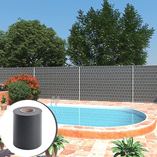SONGMICS PVC Strips Garden Fence Roll Privacy Screen 70 m x 19 cm Complimentary 25 x Mounting Clips GPJ070H, Charcoal
