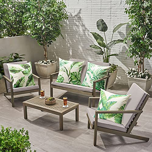 JOTOM Outdoor Decorative Cushion Covers 45x45cm Tropical Plants Waterproof Throw Pillow Covers Square Cushion Cover Garden Throw Pillow Case for