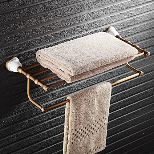 HIGOH Towel Racks,Bathroom Towel Rack Wall Mounted Towel Holder,All Copper European Towel Rack,Bathroom Antique Ceramic Base Towel Rail,New Retro