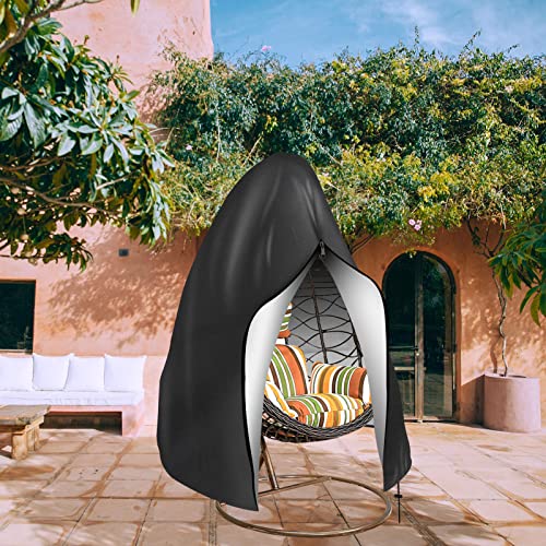 Teynewer Patio Hanging Egg Chair Cover, Outdoor Single Seat Swing Egg Chair Cover Waterproof with Zipper, Outdoor Swing Egg Chair Cover 190 x 115