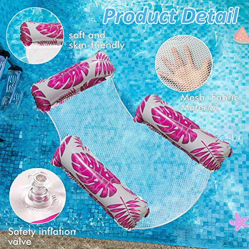 GAWEI Water Hammock, 2 Pack Inflatable Pool Floats Hammock 4-in-1 Swimming Pool Hammock,Swimming Pool, Water Lounge Party Toys for Adults (rose g