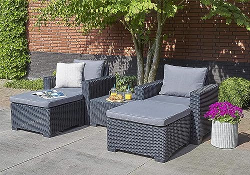 Rattan Indoor/Outdoor Coffee Table - Graphite Garden Furniture | with Soft Round Plastic wicker effect | Versatile, Durable, and Low Maintenance