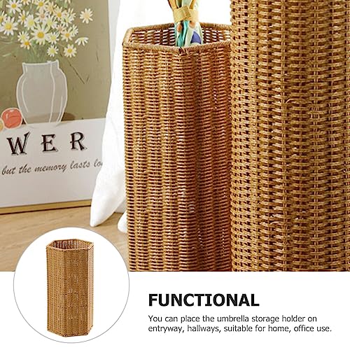 OSALADI Yoga Mats Woven Umbrella Stand Rattan Basket Freestanding Canes Walking Sticks Holder Umbrella Basket Tall Basket Floor Woven Bucket for