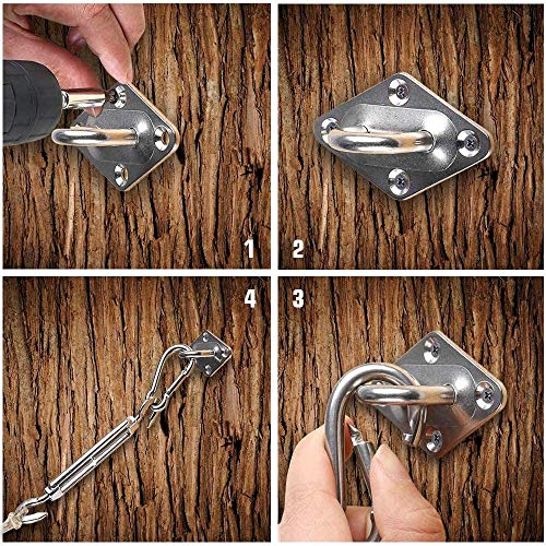 KAHEIGN M6 Awning Attachment Set, 28 Pcs Heavy Duty Sun Shade Sail Stainless Steel Hardware Kit for Triangle Square Rectangle Sun Shade Sail Inst