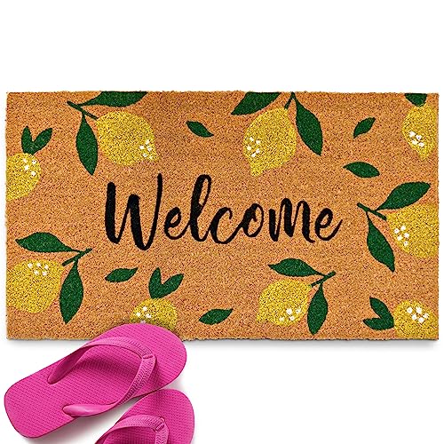 Lemon Welcome Mat 30x17 Inch, Lemon Door Mat, Lemon Doormat, Hello Spring Door Mat, Outdoor Rug Yellow Door Mats, Coir Doormat, Spring Welcome Ma