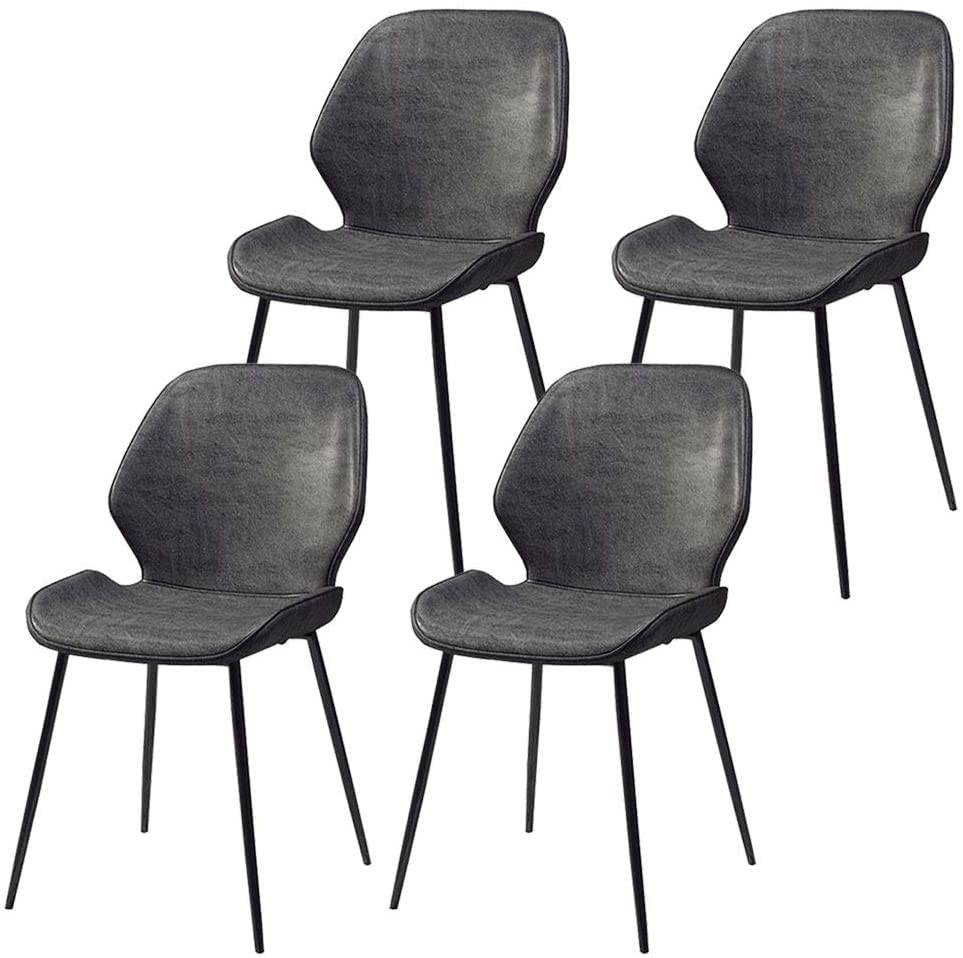 dining chair Business Dining Chairs Set Office Reception Chairs Dining Chair Kitchen Chair Set of 4, PU Leather Seat Wrought Iron Non-Slip Feet L