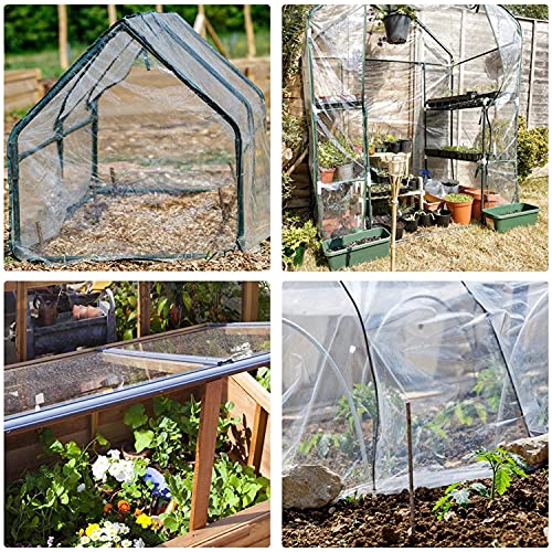 dropee Greenhouse Plastic Sheeting - 2 x 5m Polytunnel Heavy Duty Sheeting 250Mu/1000g, Plastic Sheeting Clear Polytunnel Cover UV Resistant Furn