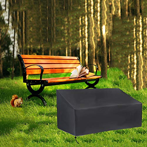 Garden Bench Cover 2 Seater Outdoor Waterproof Loveseat Cover 420D Oxford Fabric Garden Seat Cover Patio Furniture Cover with Drawstring Cord and