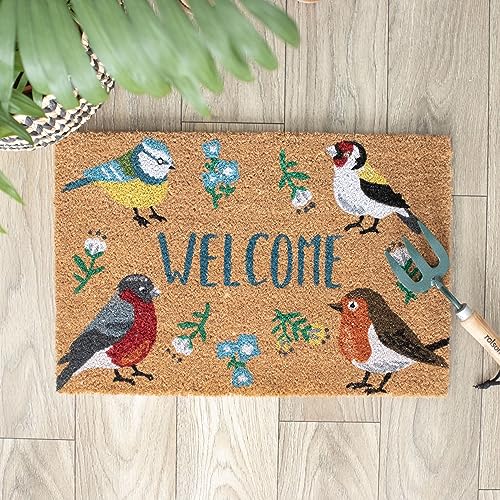 Something Different Wholesale Charming British Garden Birds Doormat | Coir Welcome Mat | Blue Tit, Robin, Goldfinch & Bullfinch | Outdoor Entranc