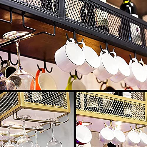 EMISOO Hanging Ceiling Shelf Wine Glass Holder, Upside Down Wine Rack, Simple Style Iron Hanging Wine Glass Rack Ceiling Decoration Shelf, for Ba