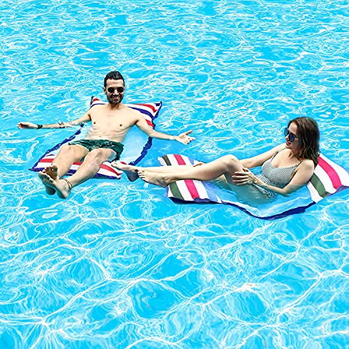 FindUWill Fabric Pool Hammock Floats, XL, 2Pack Inflatable Water Hammocks Floaties 4-in-1 (Saddle, Lounge Chair, Hammock, Drifter), Pool Float Lo