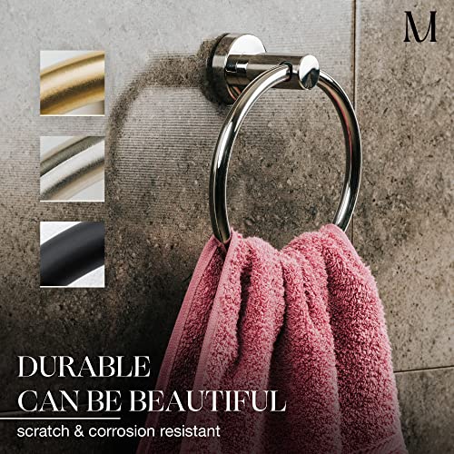 Marmolux Acc - Chrome Towel Ring - Hand Towel Holder for Bathroom Hand Towel Racks Wall Mount Bathroom Hardware - Simple Round Towel Hanger Heavy