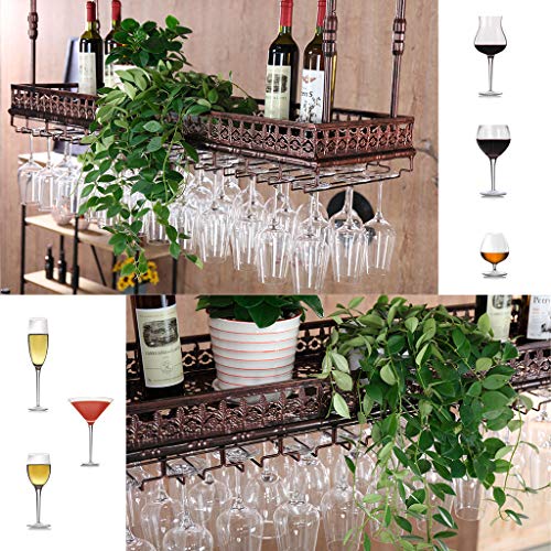 EYLINK Wine racks Ceiling Industrial Hanging Wine Glass Racks Stemware Holder, Adjustable Height Decoration Shelf for Bars, Restaurants, Kitchens