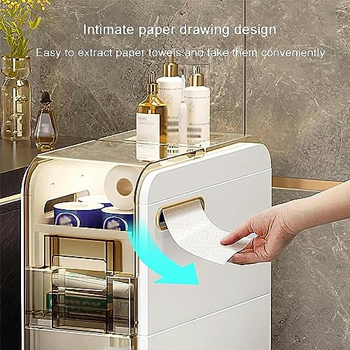 OPSREY 6.9" W Skinny Bathroom Storage Cabinet Shelf Toilet Crevice Storage 4 Tier Toilet Paper Holder Cabinet With Clear Drawers And Casters For