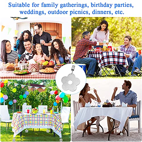 STCRERAG Tablecloth Weights,8Pcs Stainless Steel Tablecloth Clips,Decorative Table Cloth Holder Clip,Heavy Duty Tablecloth Pendants with Clips fo