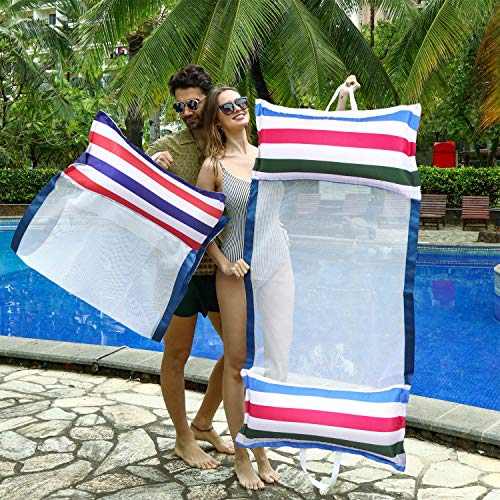 FindUWill Fabric Pool Hammock Floats, XL, 2Pack Inflatable Water Hammocks Floaties 4-in-1 (Saddle, Lounge Chair, Hammock, Drifter), Pool Float Lo