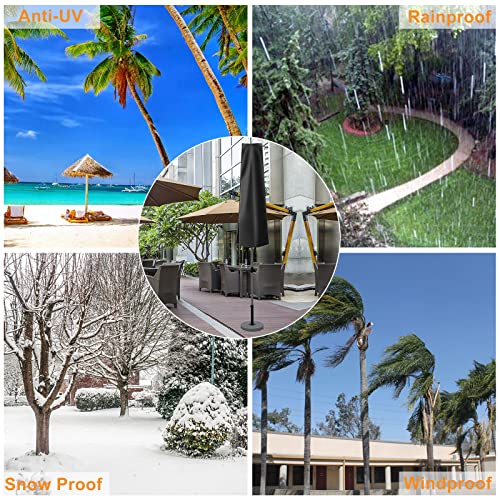 OKPOW Parasol Cover, Heavy Duty Rip Proof 600D Oxford Fabric Parasol Covers Waterproof, Windproof, Anti-UV, Large Umbrella Cover with Zip (170 *