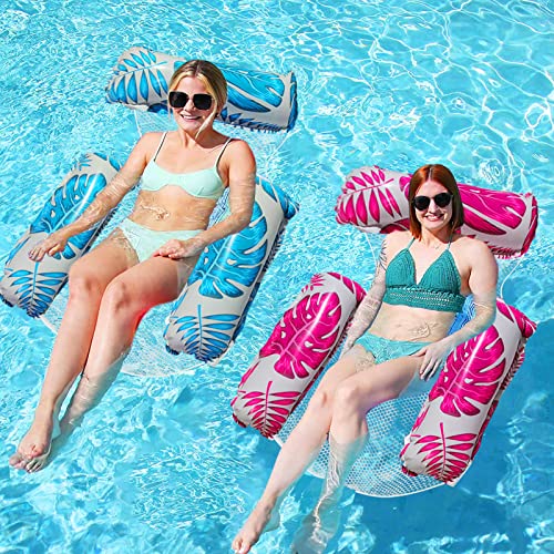 GAWEI Water Hammock, 2 Pack Inflatable Pool Floats Hammock 4-in-1 Swimming Pool Hammock,Swimming Pool, Water Lounge Party Toys for Adults (rose b